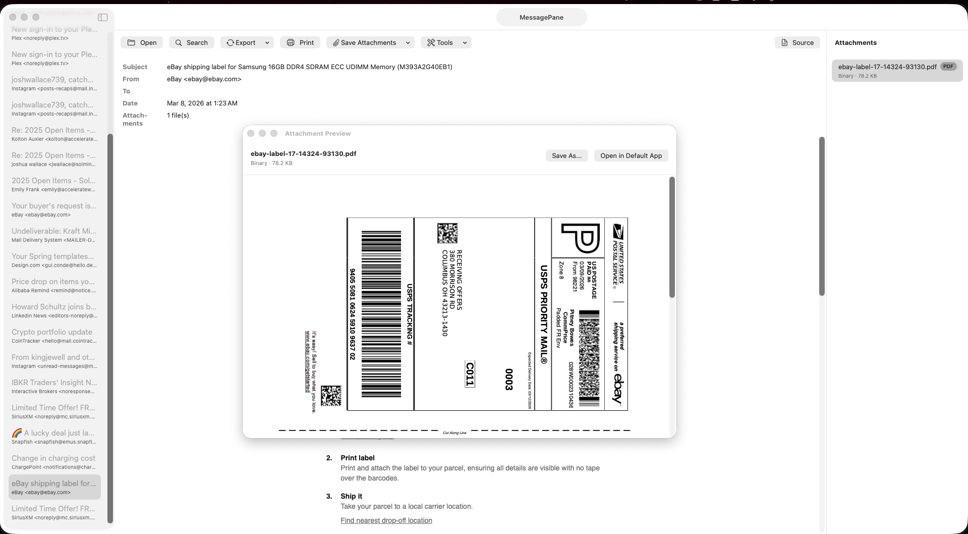 MessagePane attachment panel